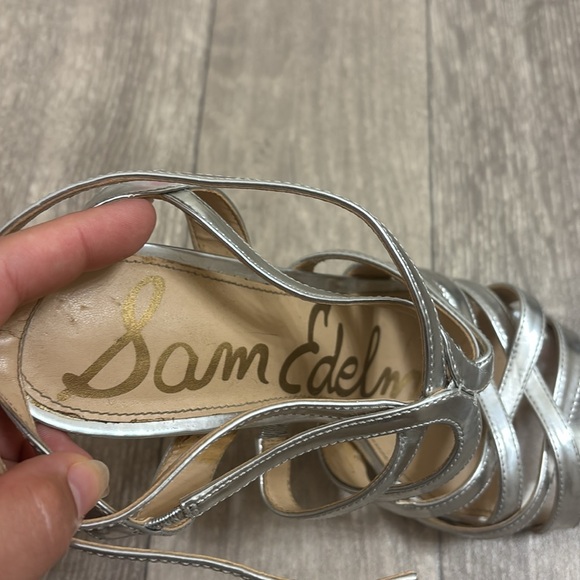 Silver Sam Edelman strappy heels 6 - Picture 6 of 14